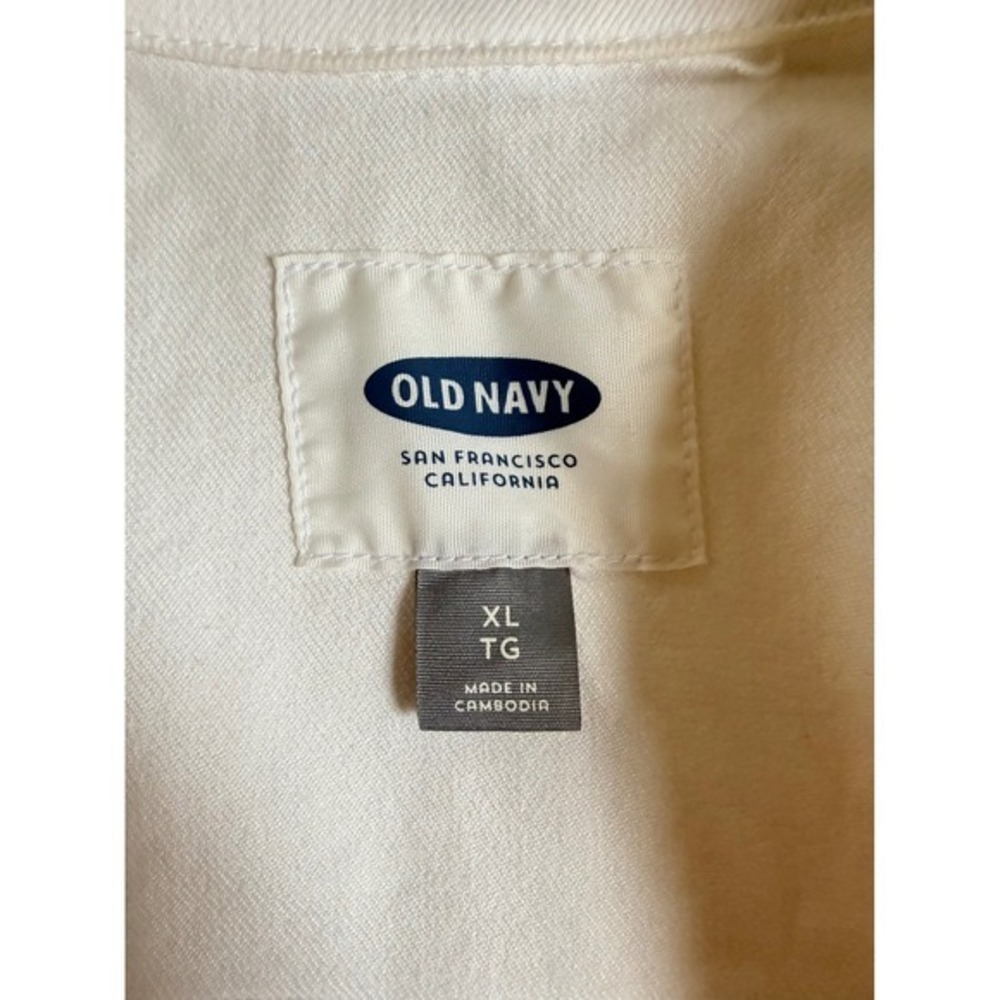 Womens XL White Denim Trucker Jacket Jean Jacket Cotton Cropped Layering - Picture 5 of 9